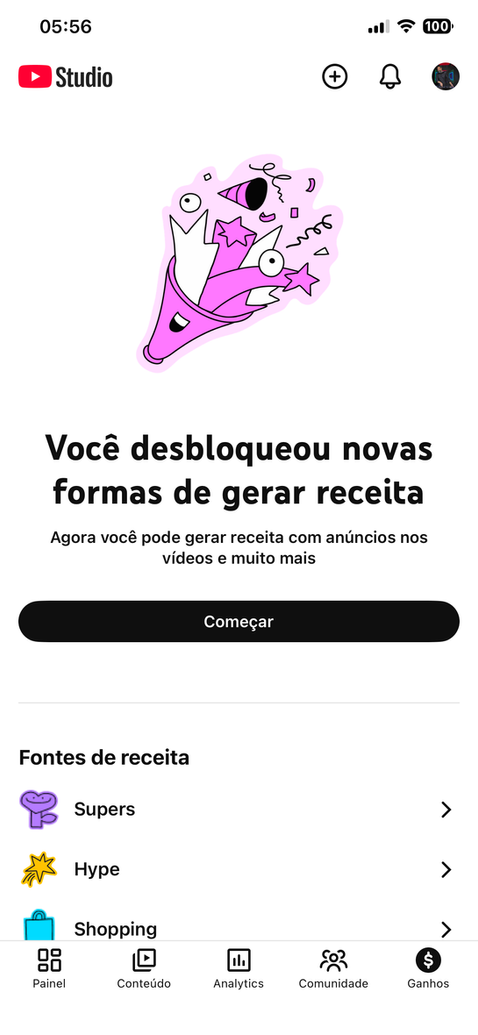 Um dos canais no YouTube monetizados por nós