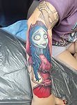 Corpse Bride cartoon tattoo designed and tattooed by Ocala tattoo artist Aubrey Quinn at The Tattoo Gallery of Ocala in Ocala Florida