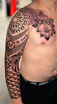 Geometric tattoo created and tattooed by Randy