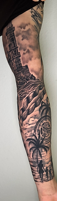 Black & grey tattoo created and tattooed by Randy
