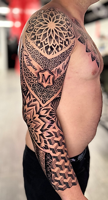 Geometric tattoo created and tattooed by Randy