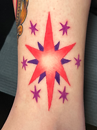 Star tattoo designed and tattooed by Ocala Florida tattoo apprentice Beenie at The Tattoo Gallery of Ocala in Ocala Florida