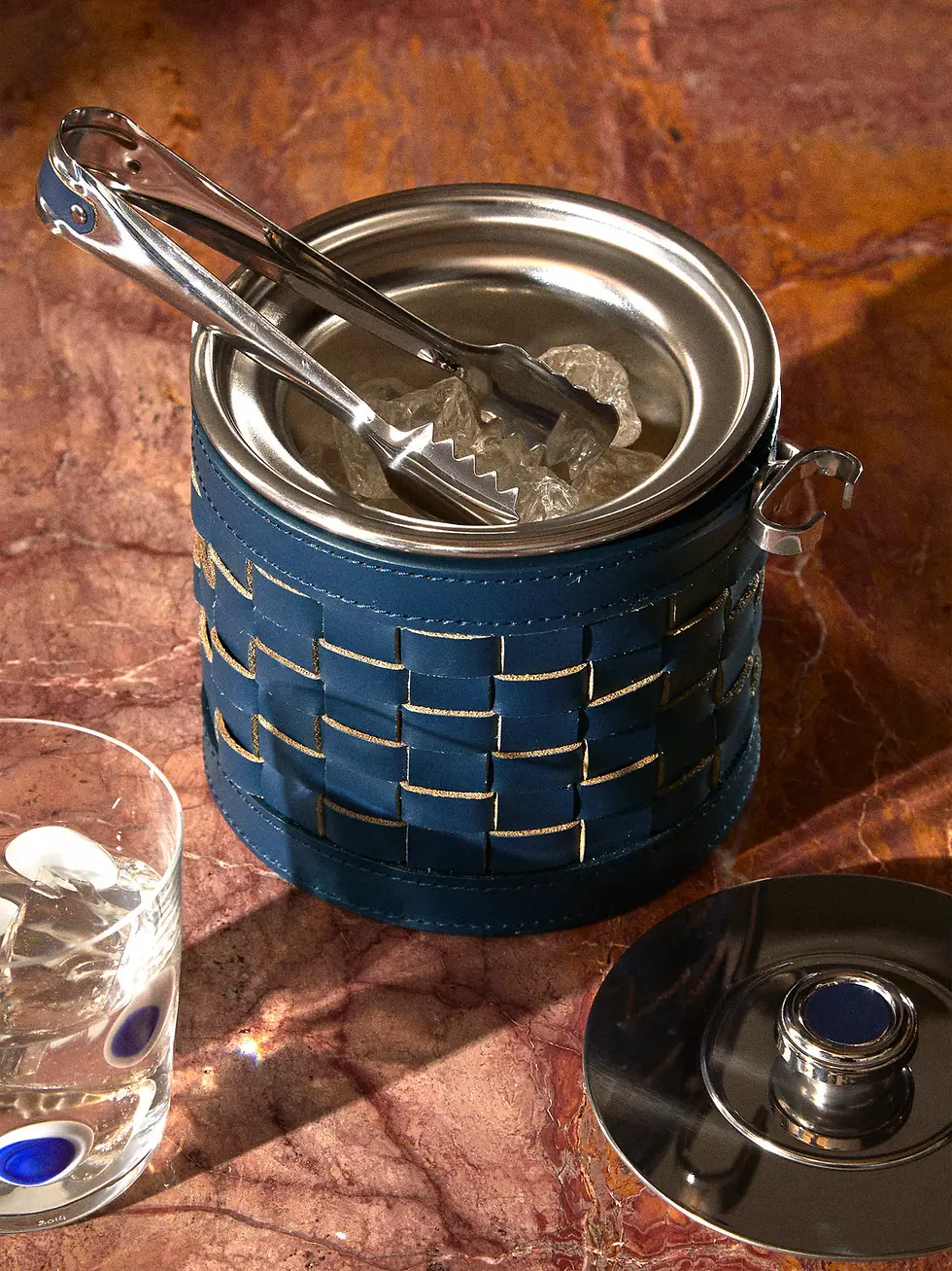 Riviere Barcelona Water-Resistant Leather Ice Bucket with Tongs (1,045 euro)