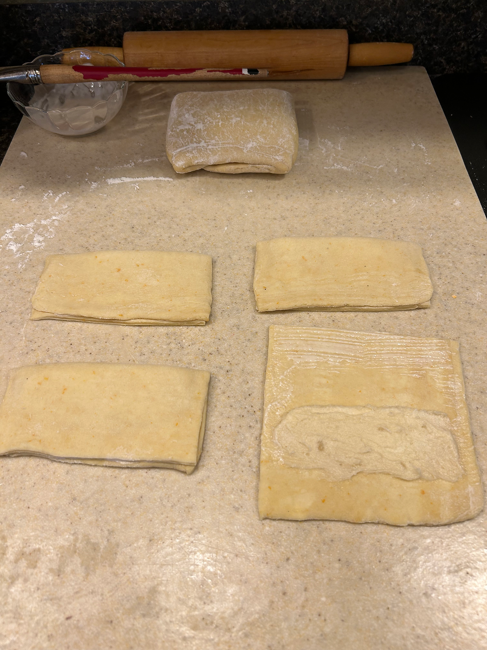 Folded in half and sealed around the edges...