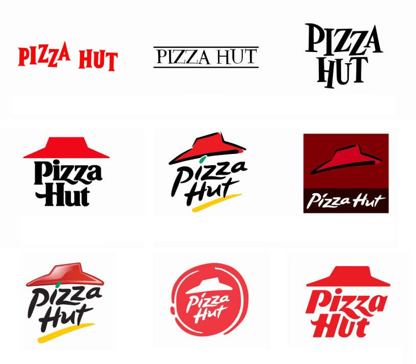 Pizza Hut logo's through the years starting with 1958 Image: Pizza Hut