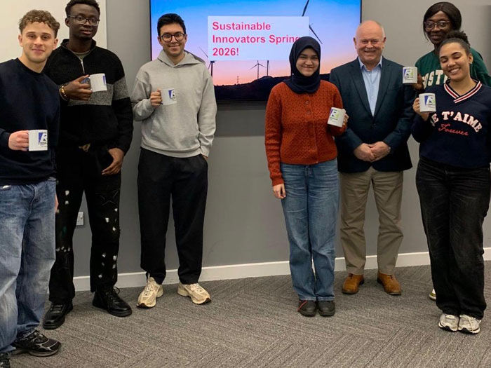 Ronella Group with sustainability students at University of Leicester Climate Innovation Lab