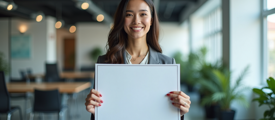 Professional holding AI certification in office