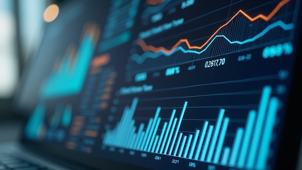Close-up view of a digital dashboard showing customized business analytics