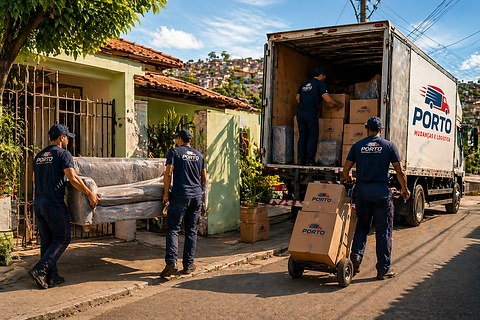 Equipe da Porto Mudanças e Logística Fretes e caminhão de mudanças em aracaju sergipe encaixotar coisas desmontar móveis e mudanças