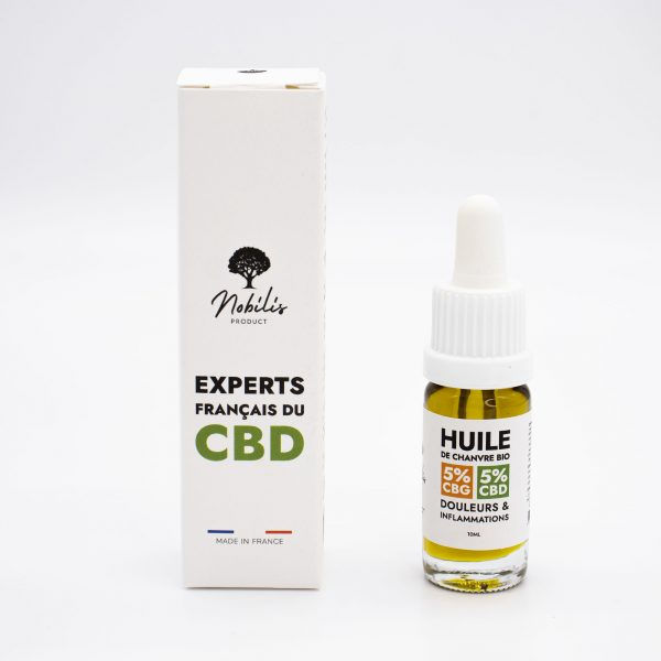Huile 5% CBD 5% CBG – Nobilis Product – Formule Douleurs et Inflammations – 10m