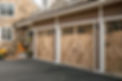 Wood garage door with glass windows