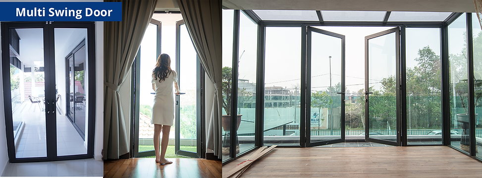 reliance multi swing door, aluminum swing door,multi swing door double leaf