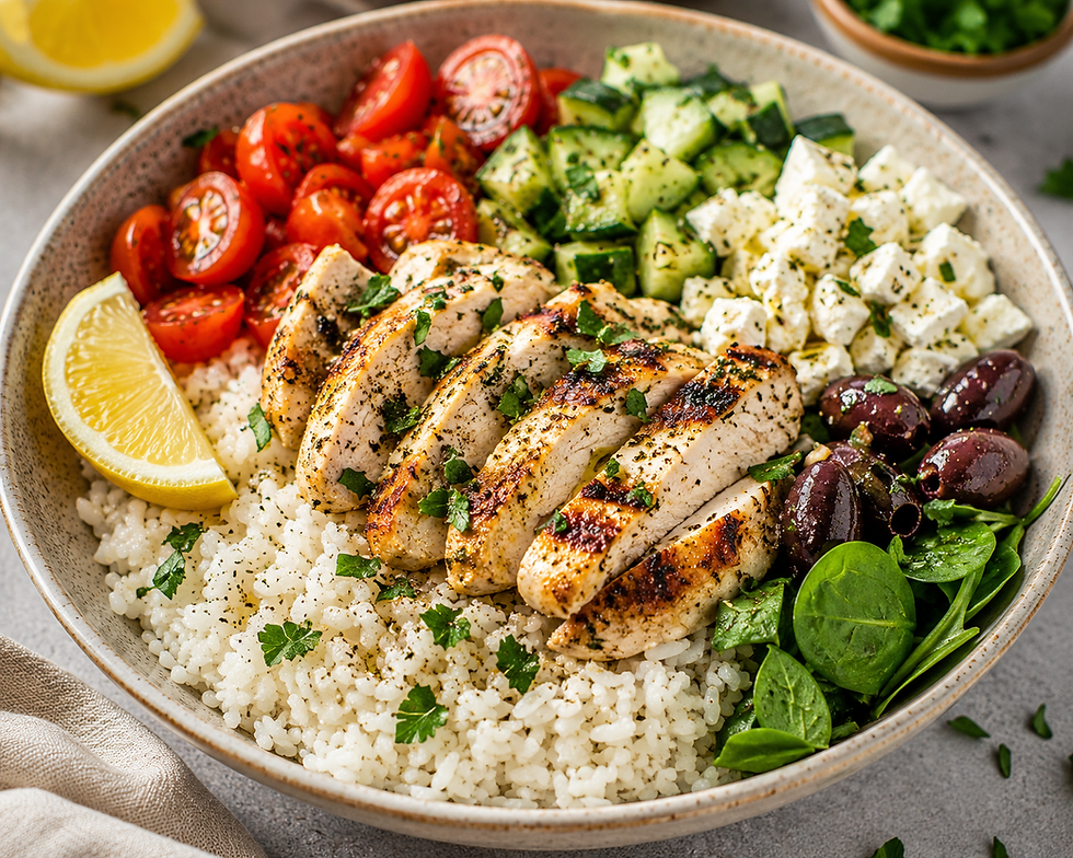 Mediterranean Chicken Rice Bowl