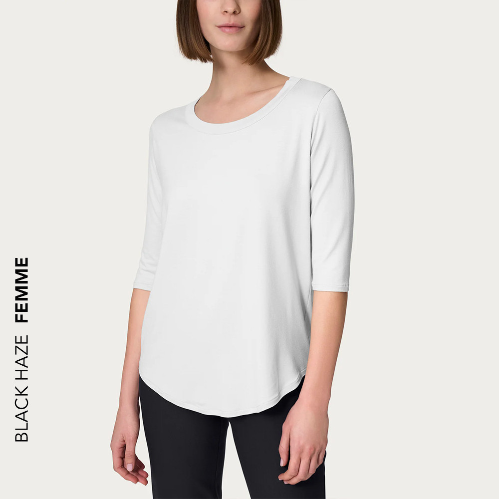 T-Shirt Femme Manche 3/4 Blanc by BLACK HAZE