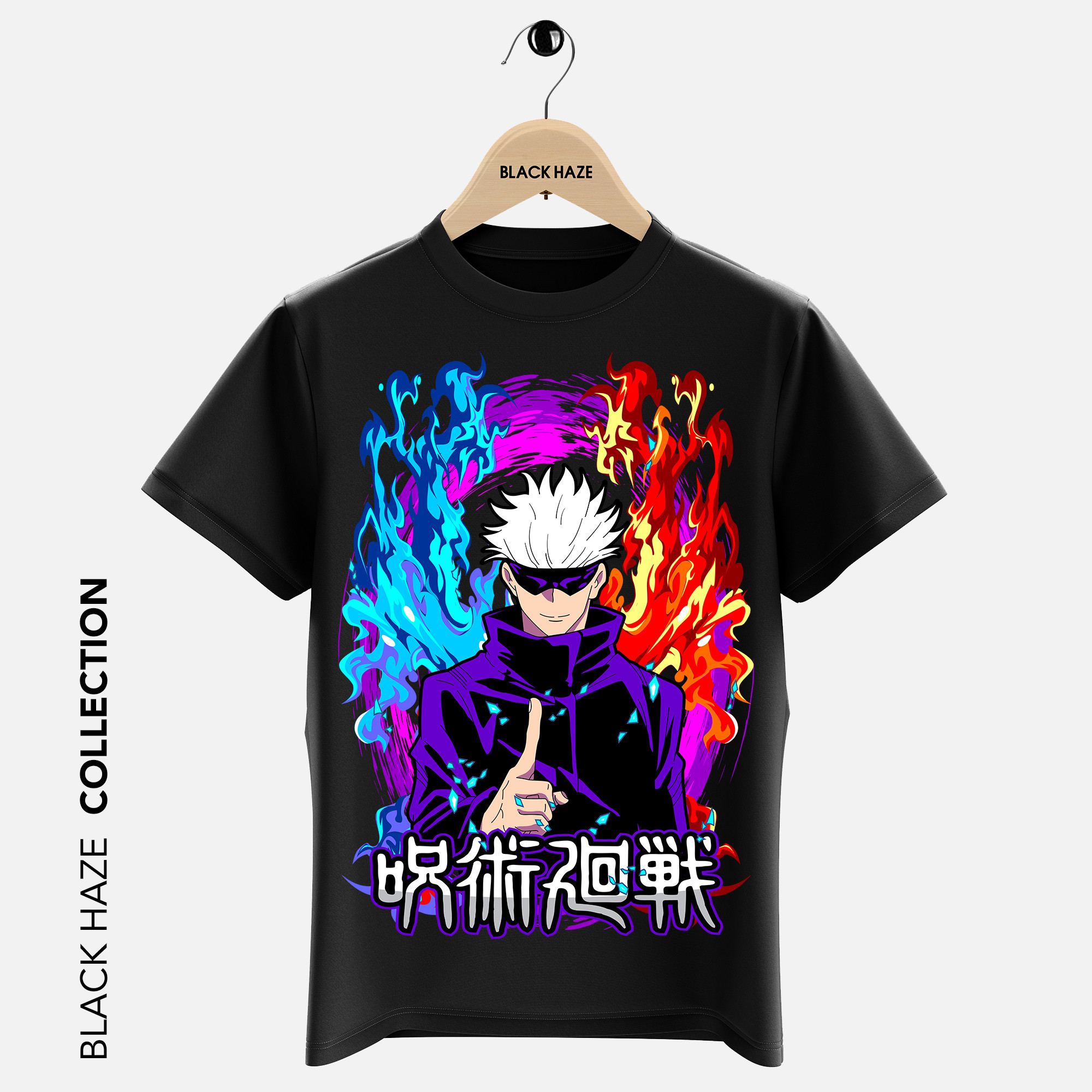 JUJUTSU KAISEN  SATORU GOJO Velvet T-Shirt By BLACK HAZE