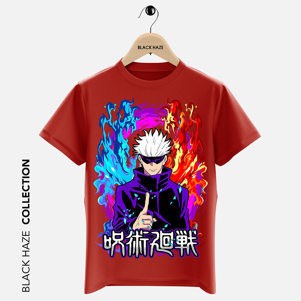 Miniature : JUJUTSU KAISEN  SATORU GOJO Velvet T-Shirt By BLACK HAZE