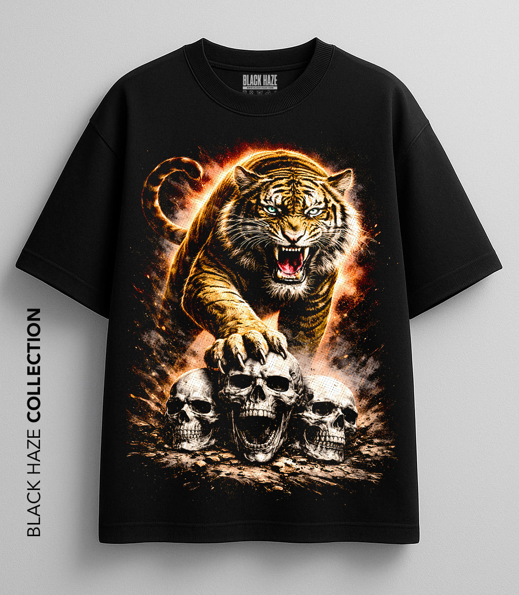 Tiger Skulls T-Shirt by BLACK HAZE