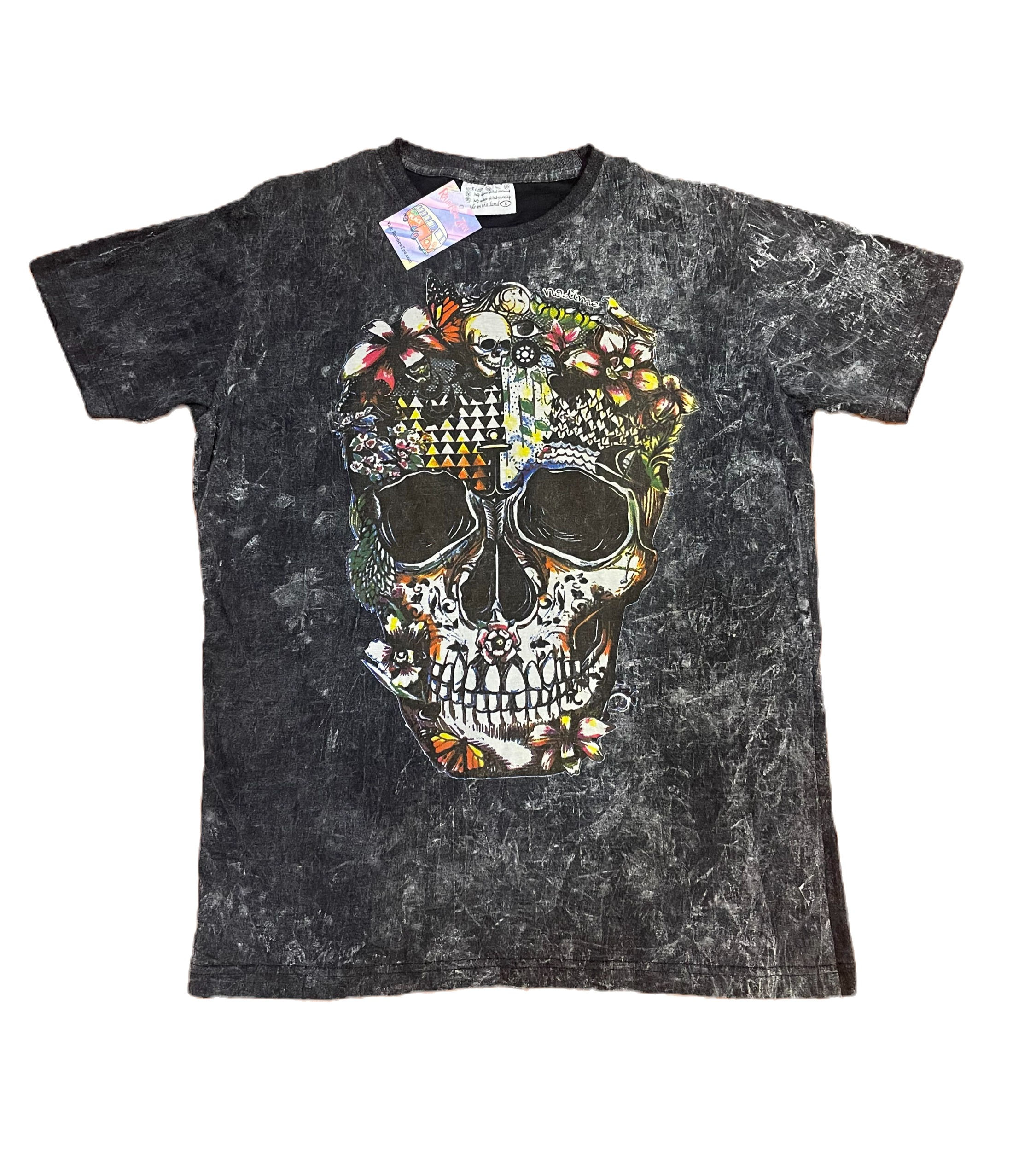 Flower Skull Screenprinted T-Shirt