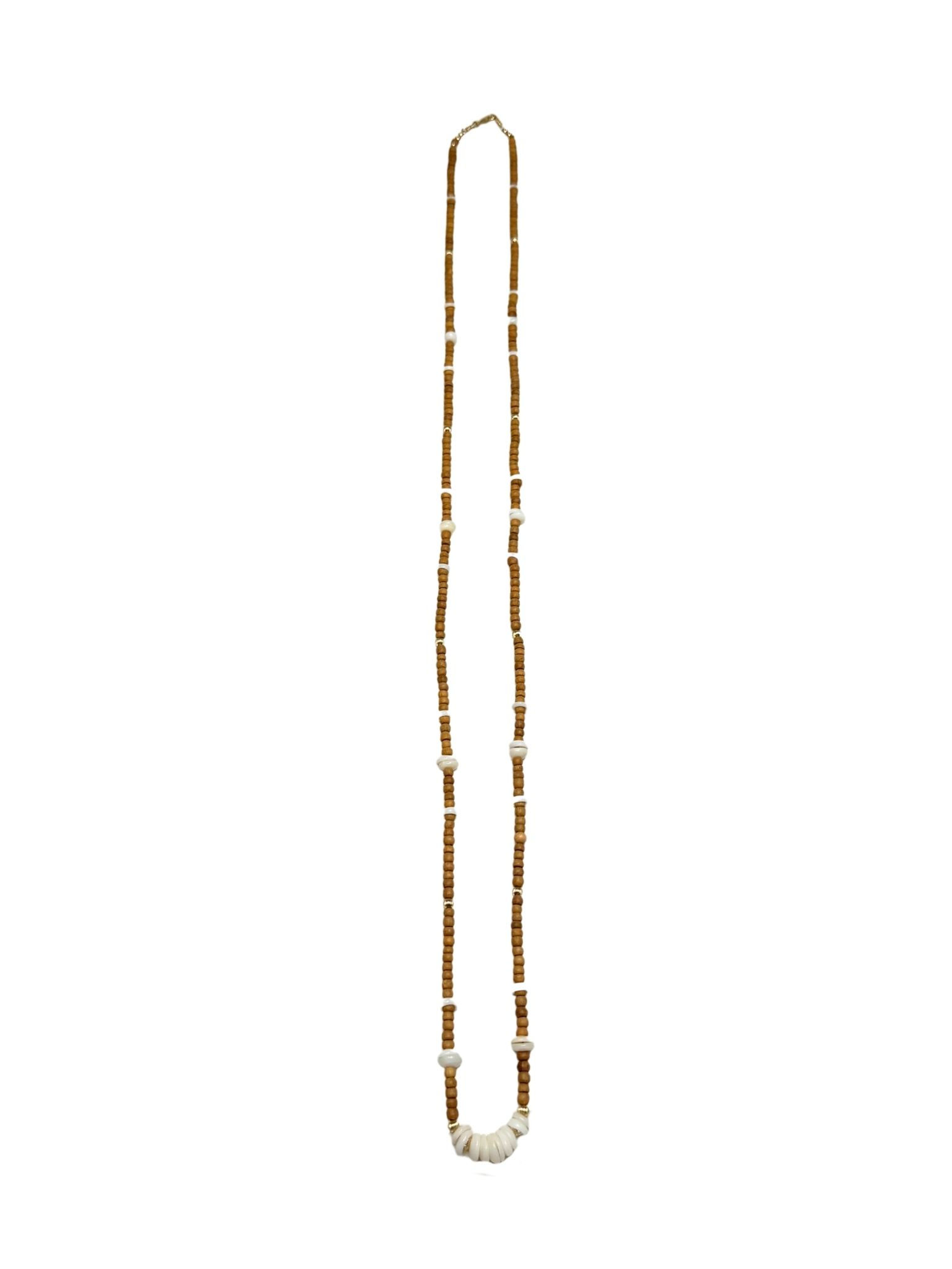 Puka Shell + Sandalwood Lei Necklace