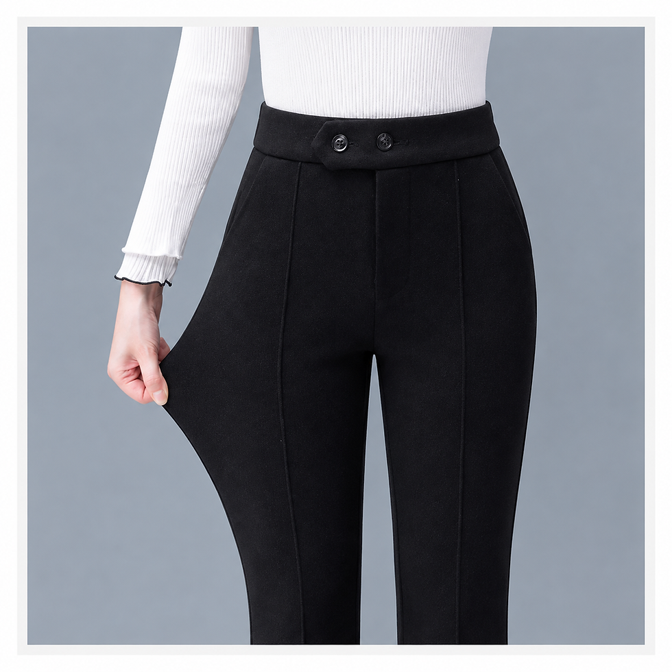 Miniatura: Elegância e estilo para os dias mais frios. A Calça Feminina de Lã Grossa Cintur