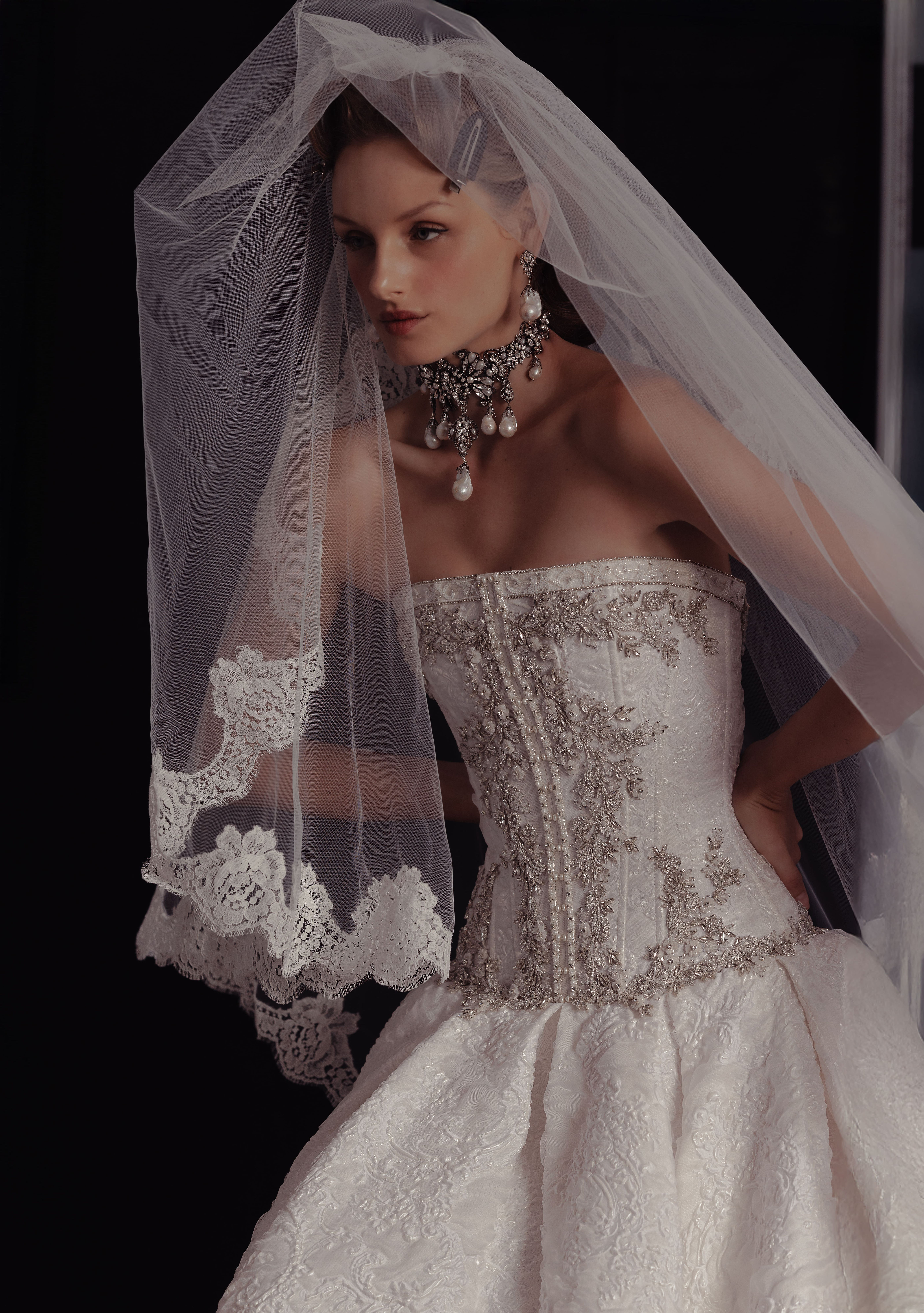 Kim Kassas Madonna wedding dress front detail