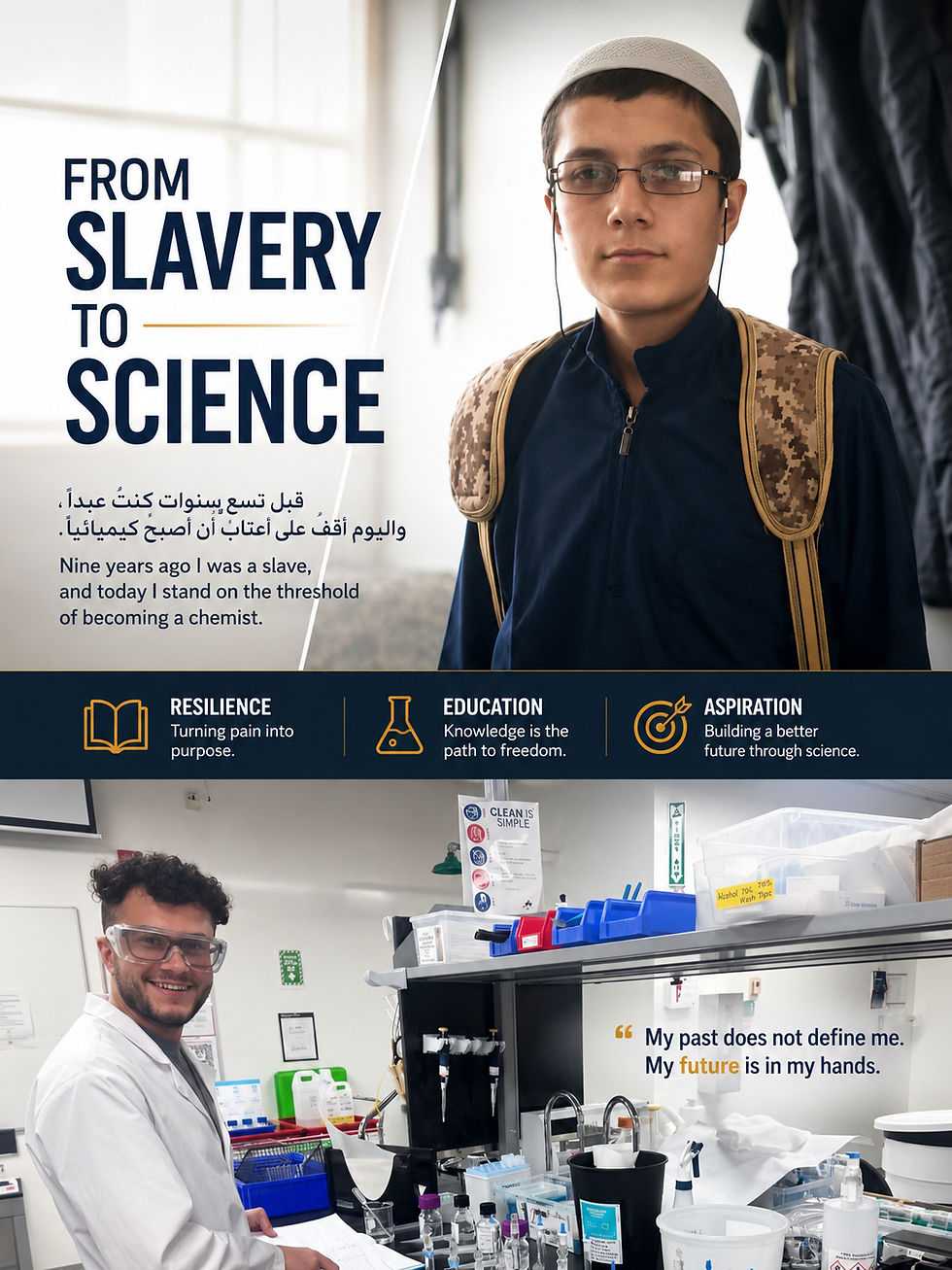 Saif Matto, a young Yazidi survivor from the devastated village of Kocho in Sinjar, has transformed unimaginable suffering into a story of resilience, achievement, and hope.