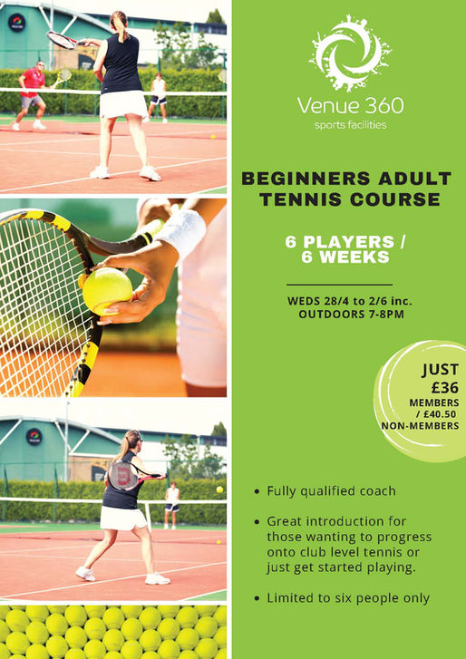 Beginners Adult Tennis Course - 6 PLAYERS /6 WEEKS