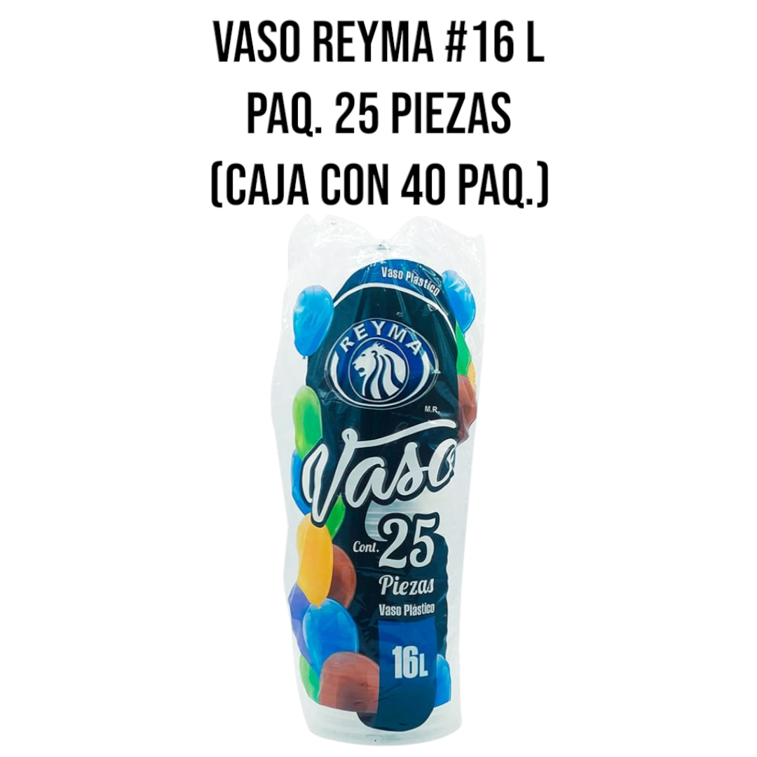 Vaso transparente Retyma 16 oz Largo – Paquete con 25 piezas