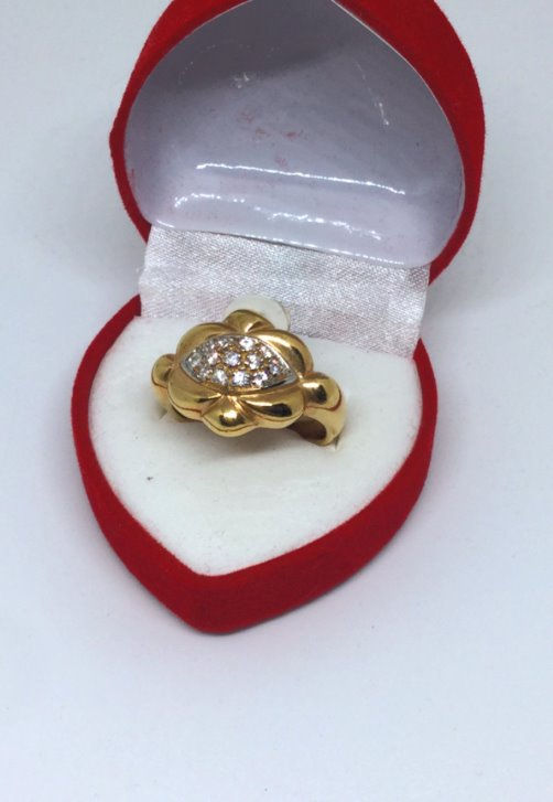 Miniature : Bague plaqué or fleur cœur oxyde 