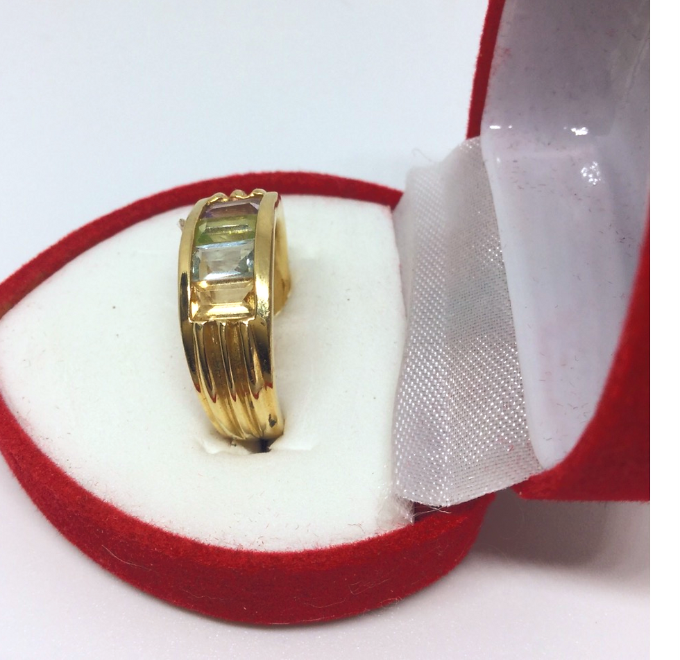 Miniature : Bague plaquée or pierre pastel 