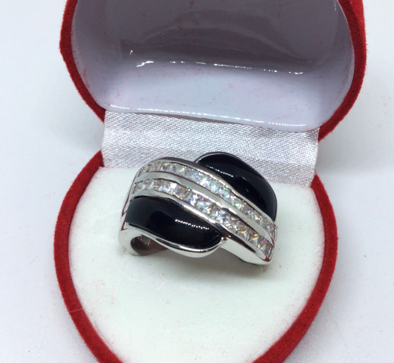Bague ligne oxyde et onyx