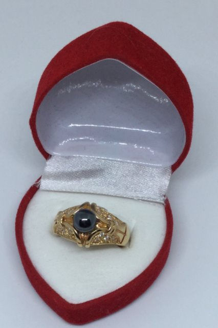 Miniature : Bague plaquée or heamatite 