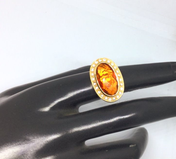 Miniature : Bague plaquée or ovale topaze 