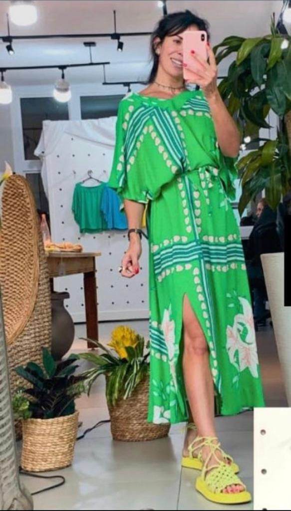 Vestido verde estampado