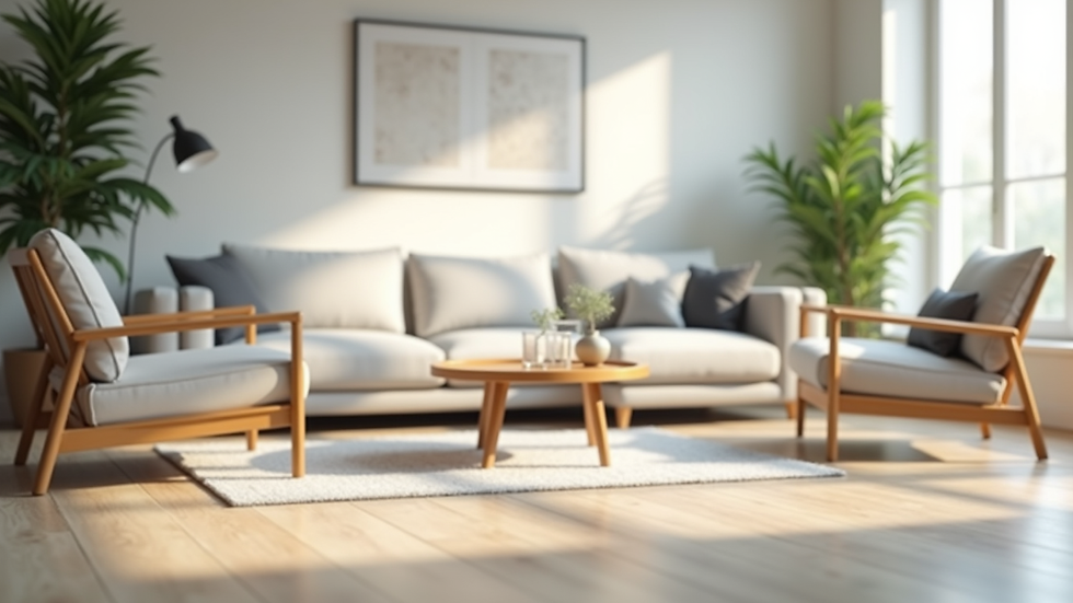Close-up view of a minimalist living room with clean surfaces and natural light