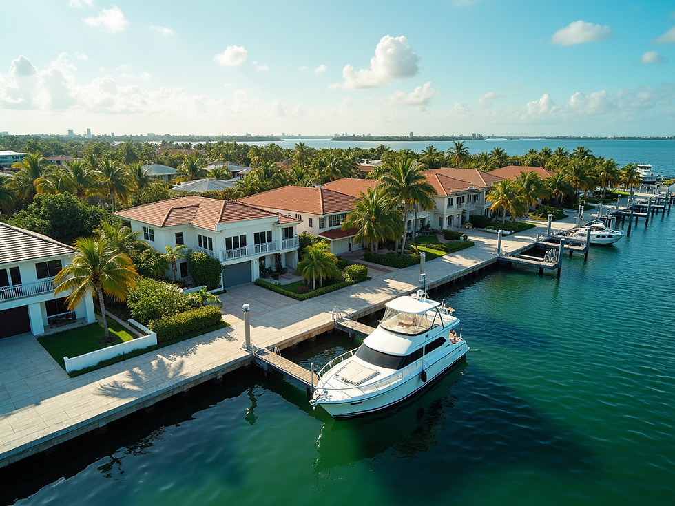 Eye-level view of a modern Fort Lauderdale neighborhood with palm trees and homes
