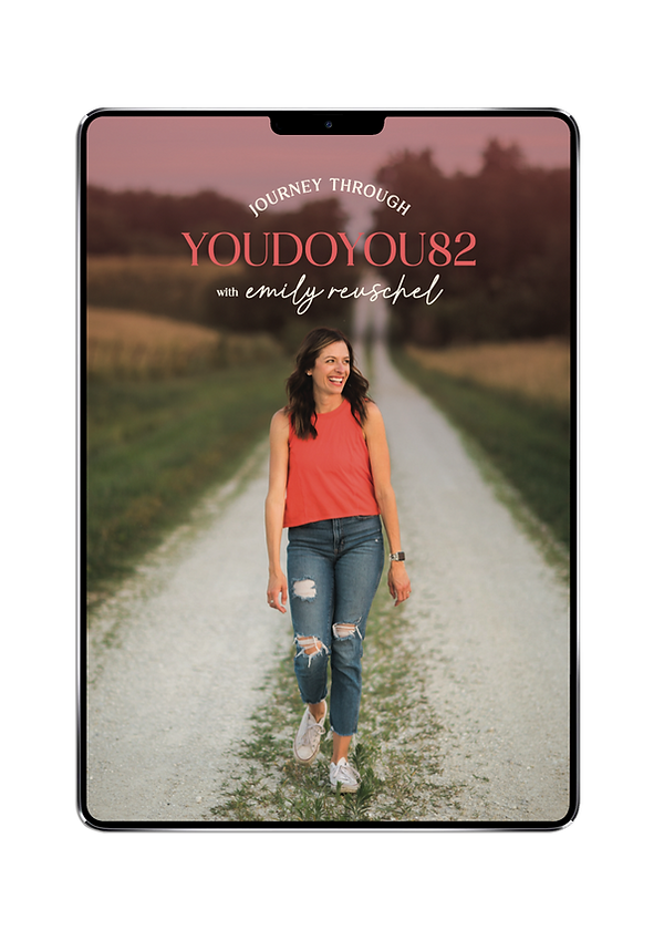 Image of Emily on a tablet screen walking down a gravel road