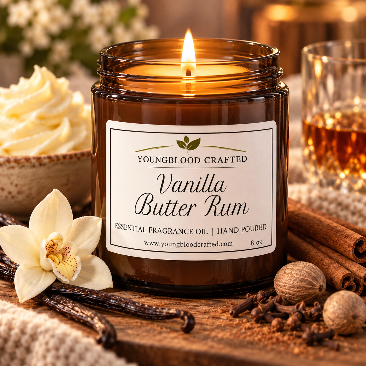 Vanilla Butter Rum Soy Candle 9oz