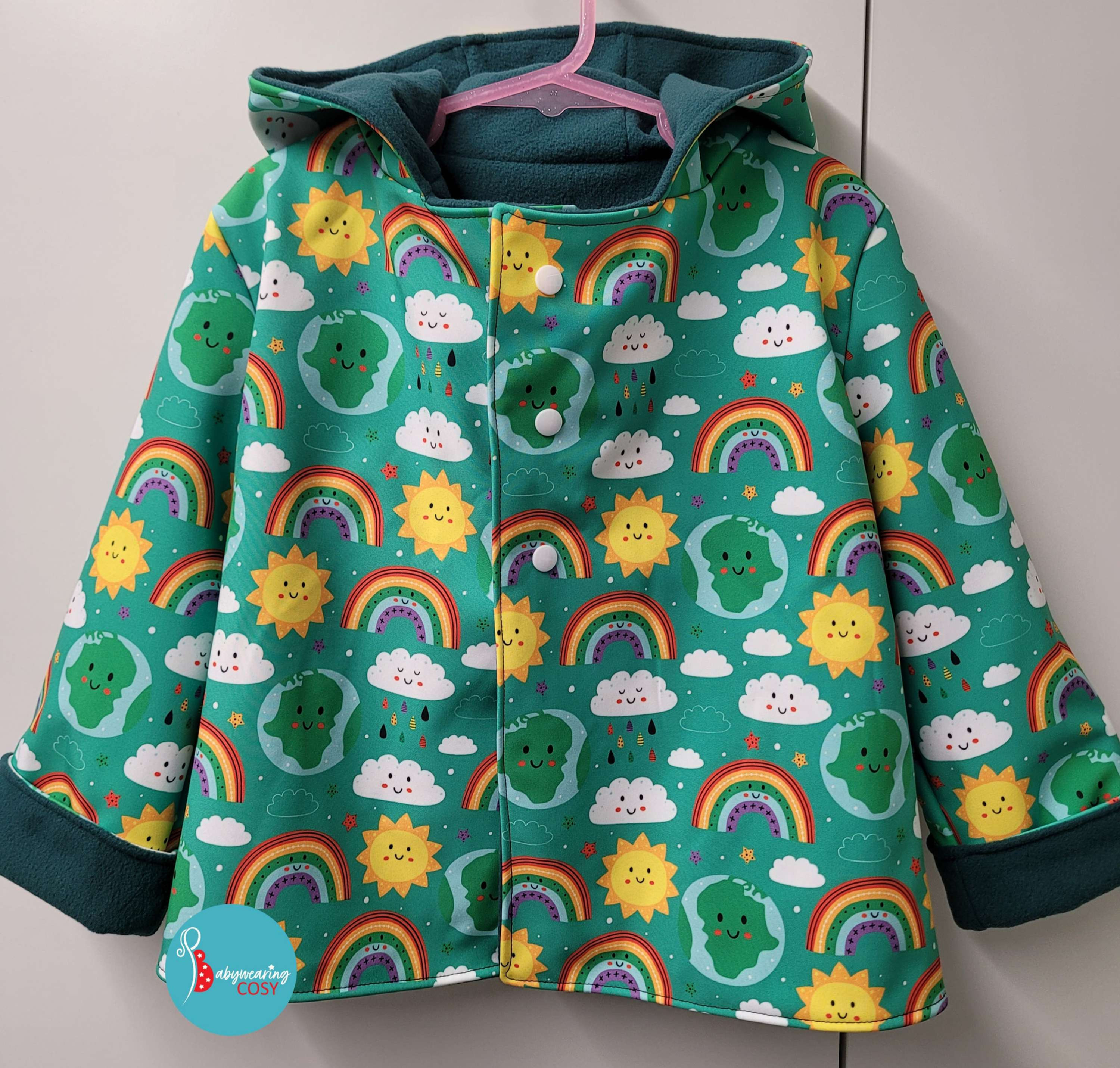Teal rainbow coat-Age 3