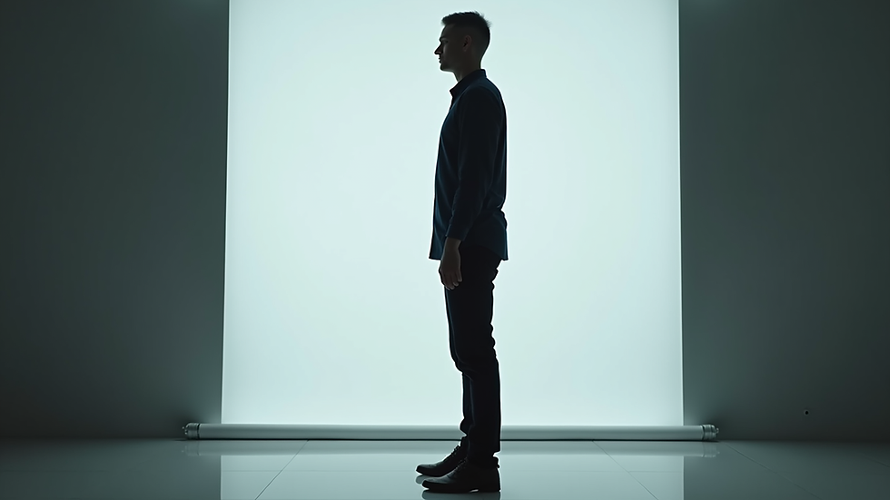 Eye-level view of a person standing straight during posture analysis