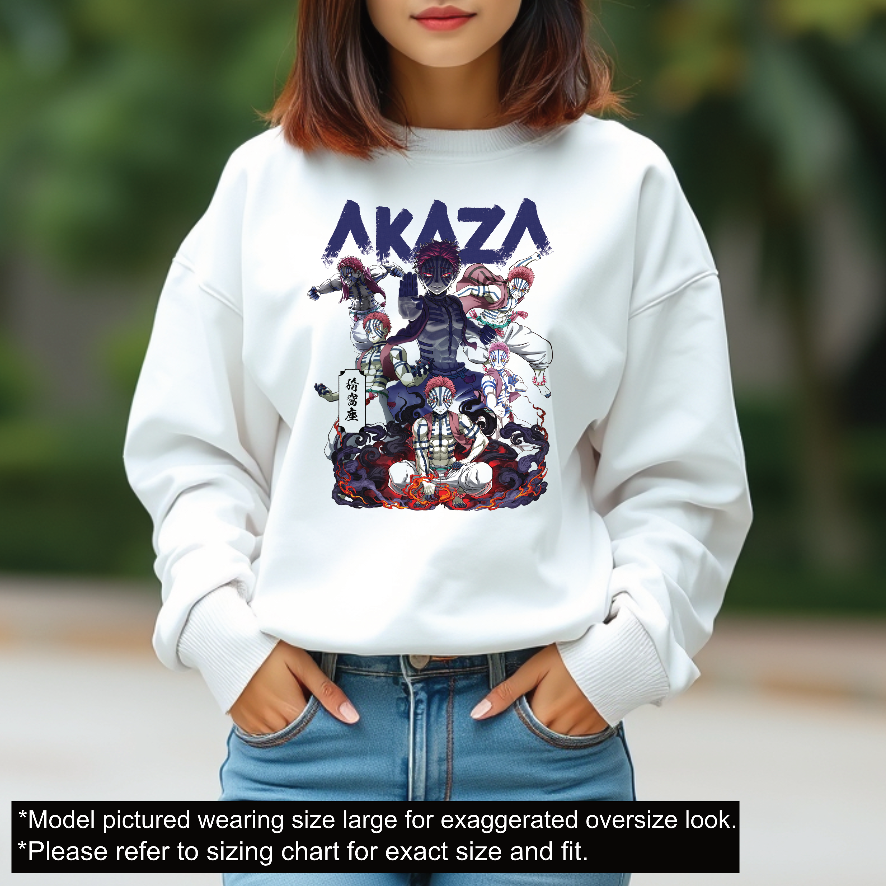 Akaza Demon Slayer Crewneck Sweatshirt – Anime Character Graphic Pullover