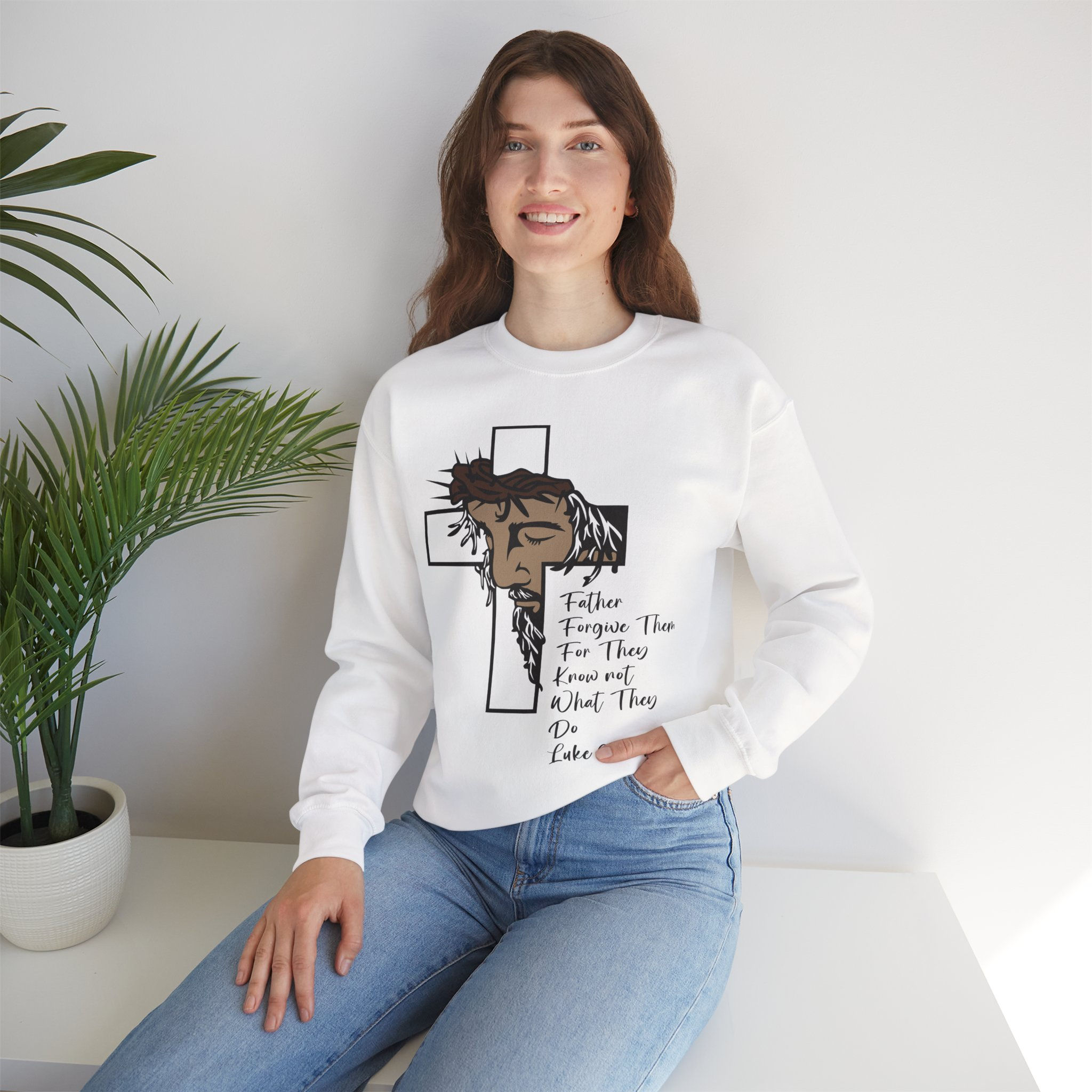 Luke 23:34 Scripture Crewneck Sweatshirt | Faith-Based Christian Apparel