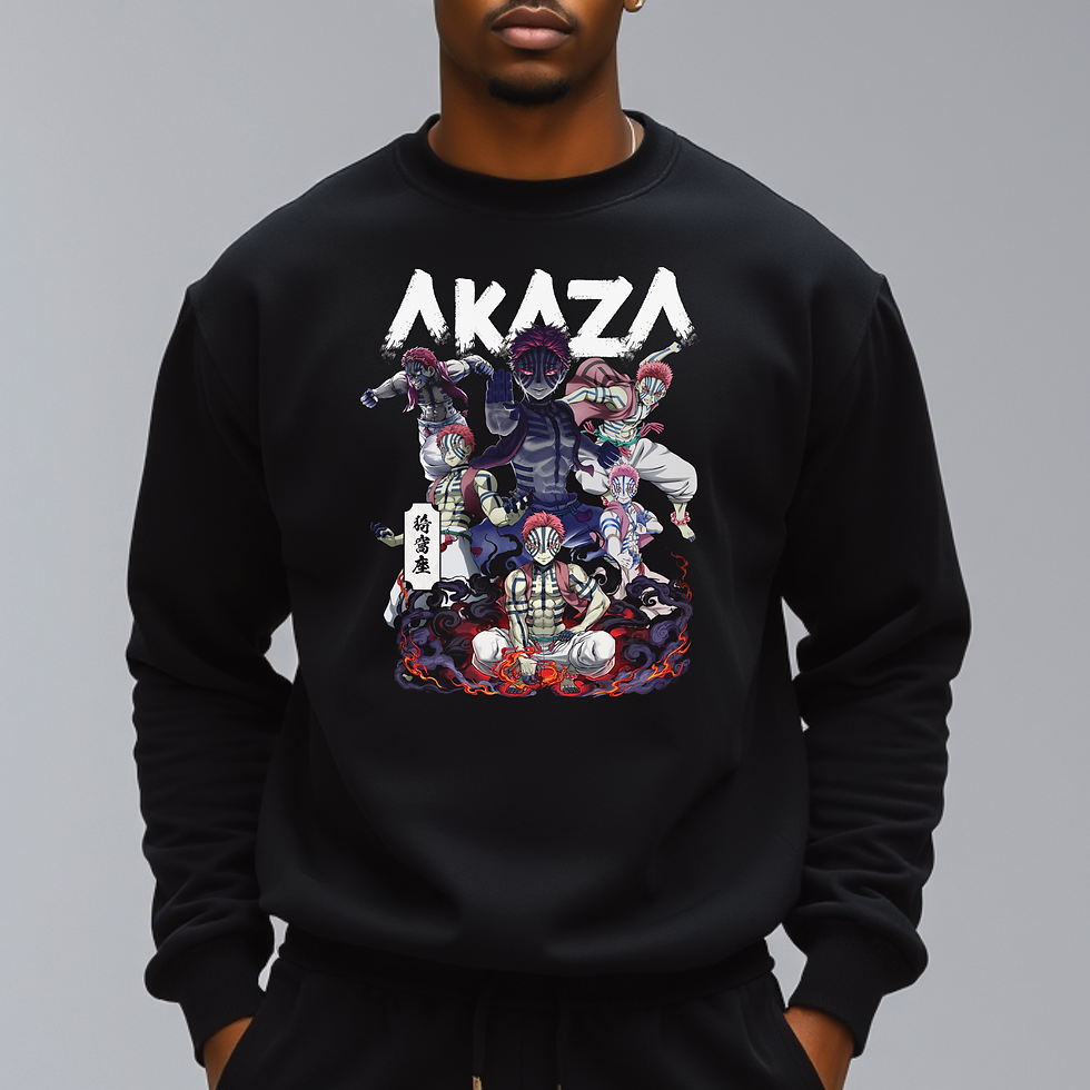 Thumbnail: Akaza Demon Slayer Crewneck Sweatshirt – Anime Character Graphic Pullover