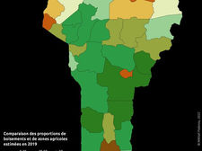 Comparaison entre boisement et zone agricole en 2019 par communes