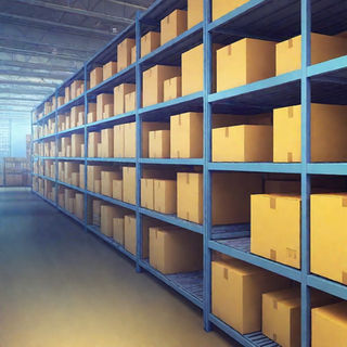 Illustration of boxes on shelves