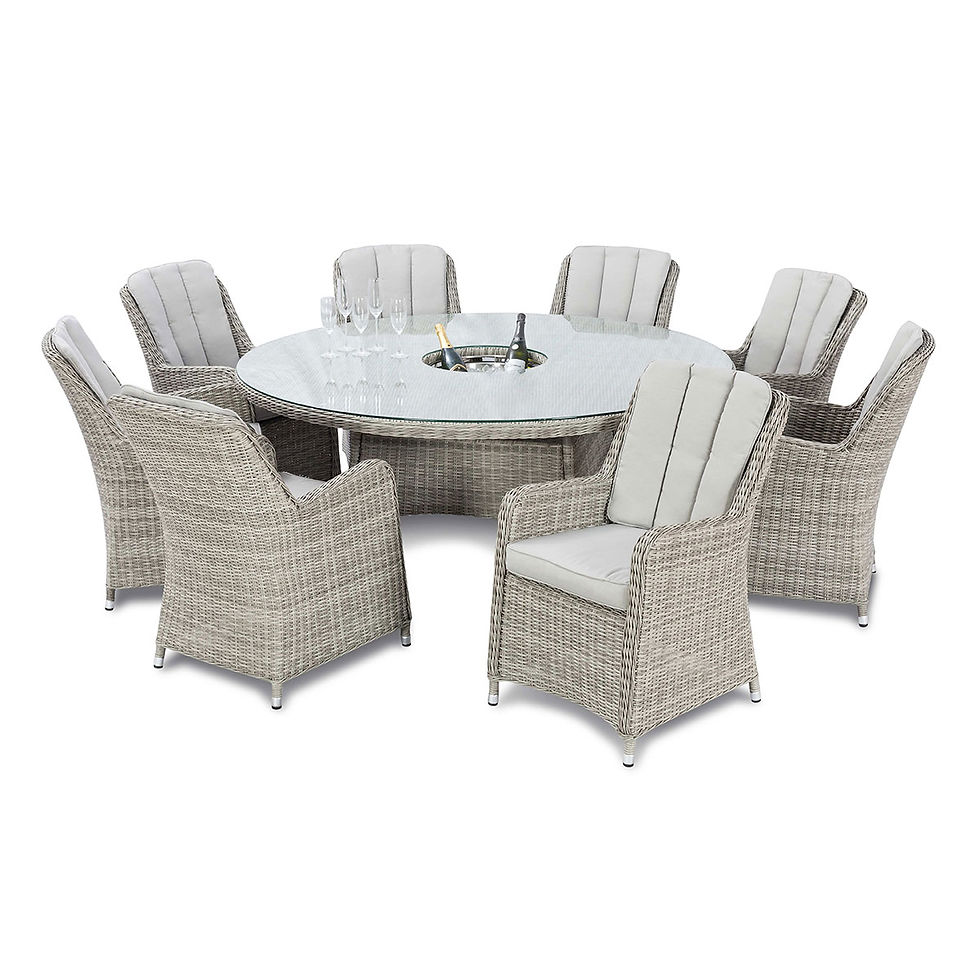Thumbnail: Oxford 8 Seat Round Dining Set With Ice Bucket & Lazy Susan- Venice Chair