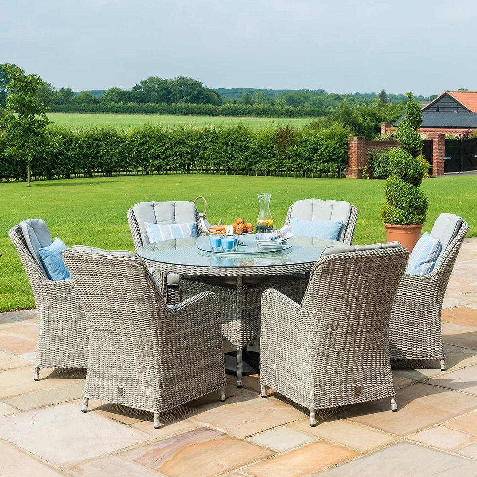 Thumbnail: Oxford 6 Seat Round Dining Set With Ice Bucket & Lazy Susan- Venice Chair