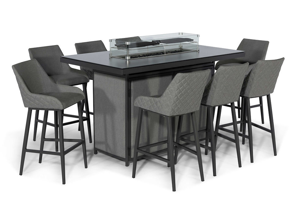 Thumbnail: Regal 8 Seat Rectangular Fire Pit Bar Set- Flanelle