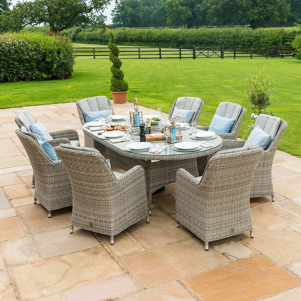 Thumbnail: Oxford 8 Seat Oval Dining Set With Ice Bucket & Lazy Susan- Venice Chair