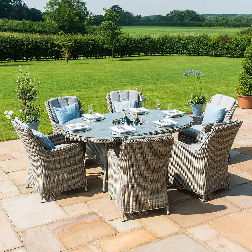 Thumbnail: Oxford 6 Seat Oval Dining Set With Ice Bucket & Lazy Susan- Venice Chair
